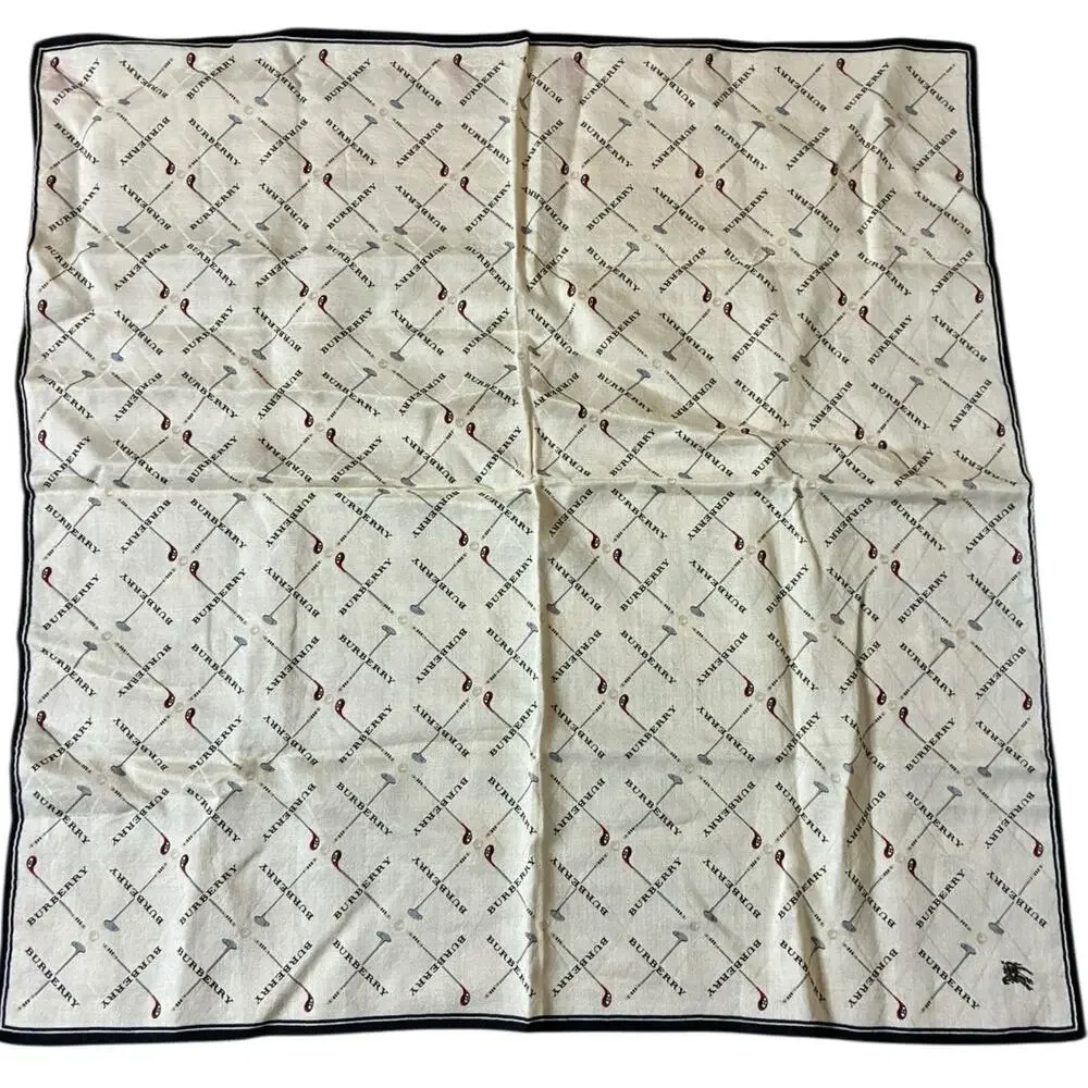 Burberry Handkerchief Pocket Square Scarf Golf Club Pattern 20in - Picture 2 of 8